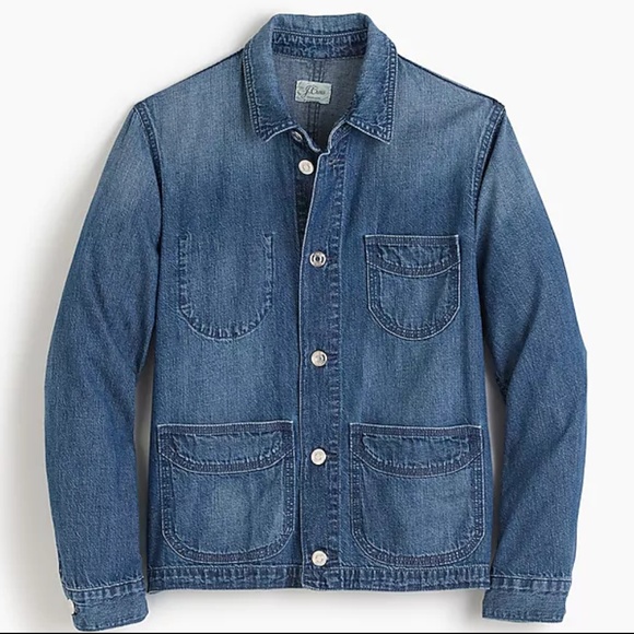 denim patch pocket chore coat